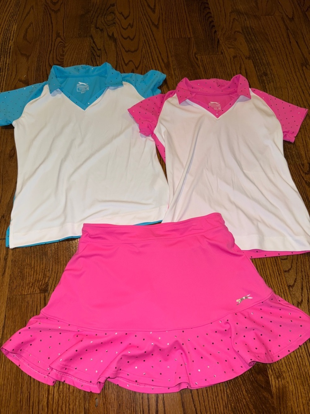 Slazenger girls golf or tennis outfits size medium NWOT PINK, aqua & white & hat
